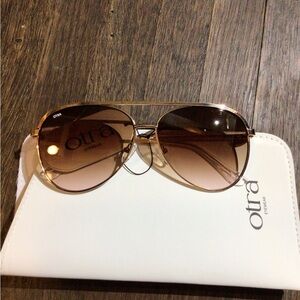 NEW! OTRA Charlie gold  Eyewear Aviator Sunglasses in Brown Gradient
